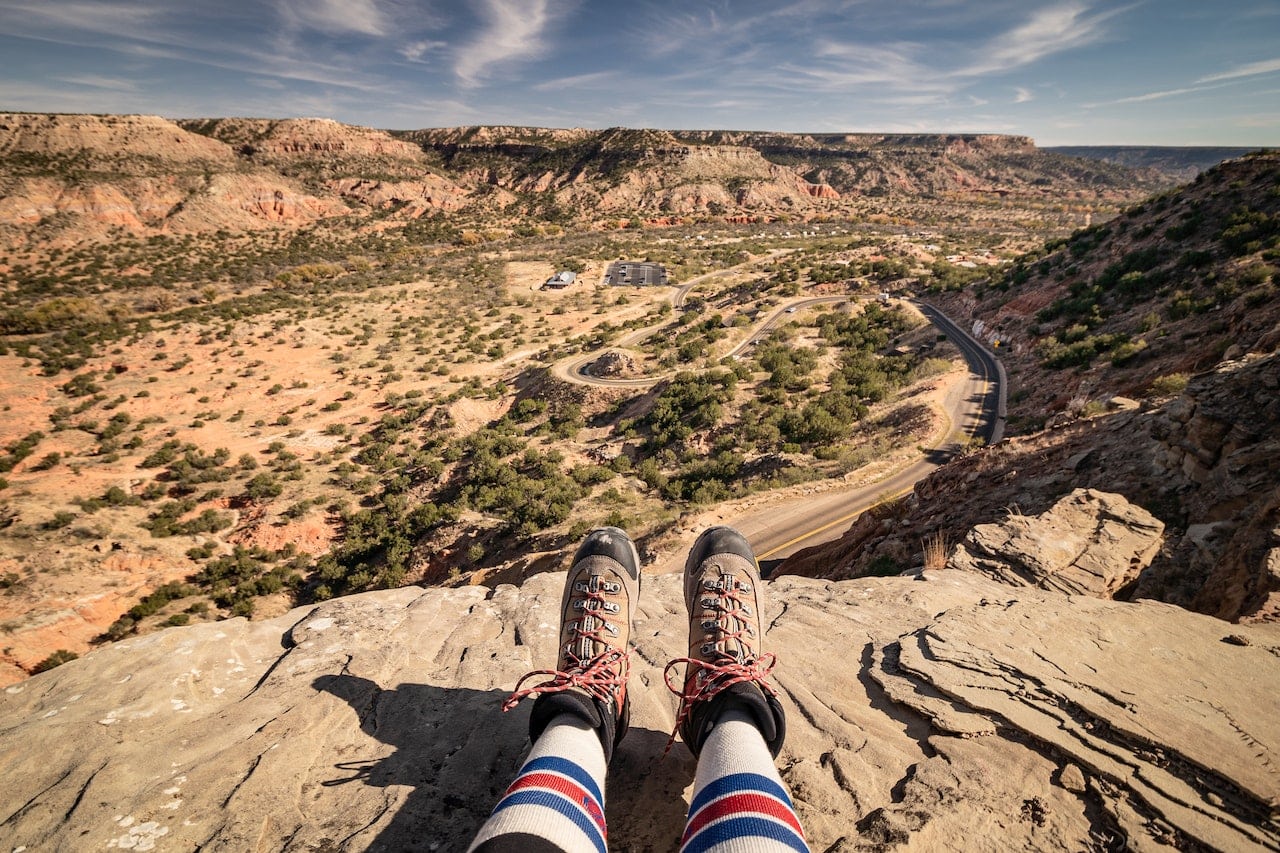 hiking boots with red laces